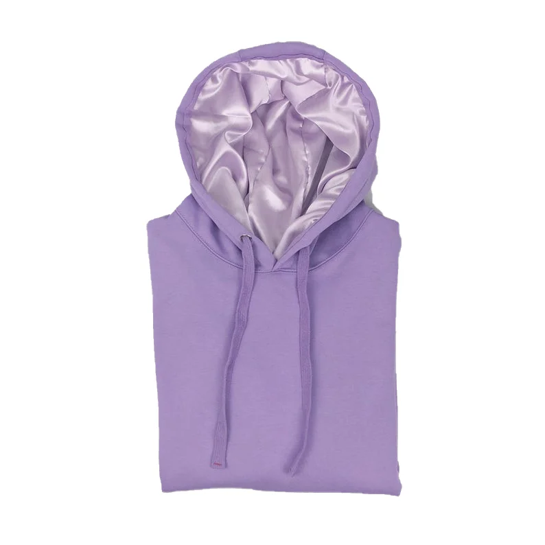 Custom Wholesale Embroidered Logo Unisex Hoodie Satin Lined Hoodies with Satin Hood