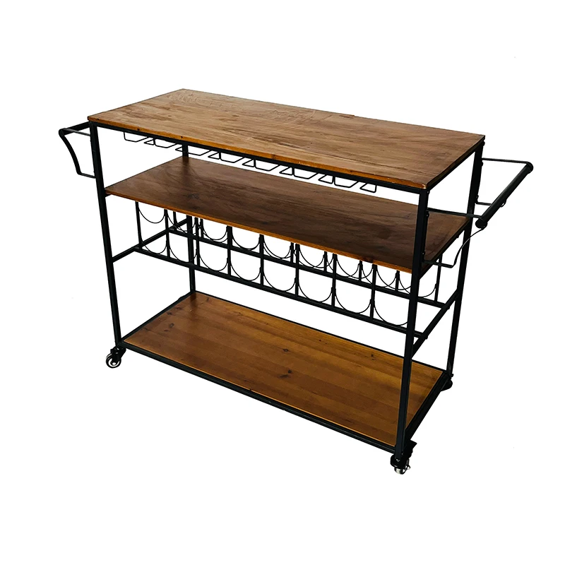 Stock Modern Bar Carts Rolling Black Trolley Hote Drinks Trolley Cart Bar Luxury Modern