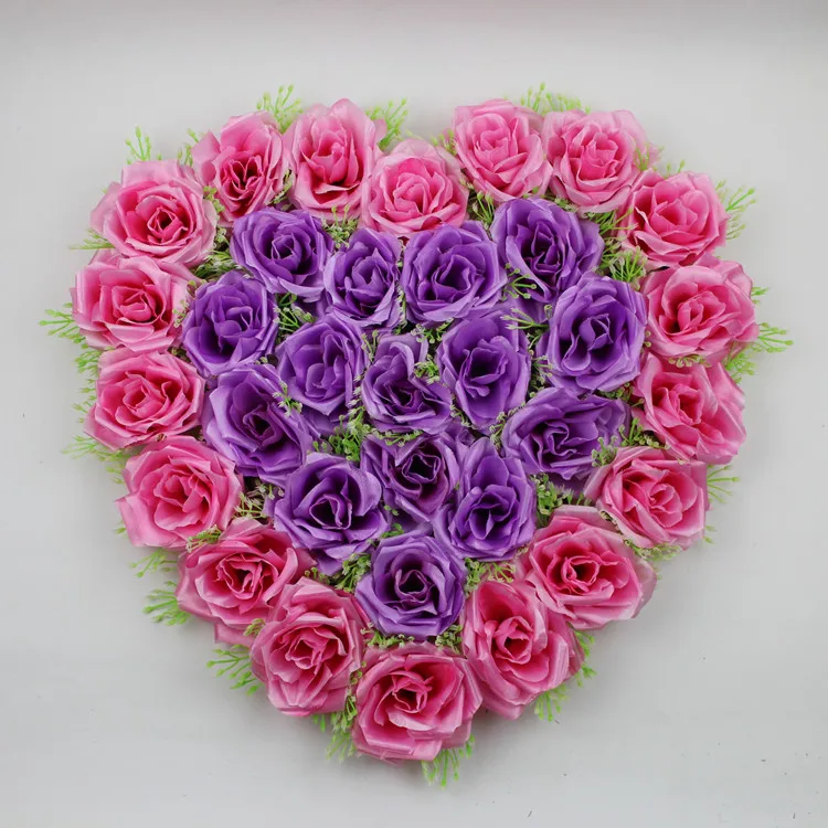 Silk heart shape artificial flowers emulation rose flower decoration for wedding home Christmas festival decoration