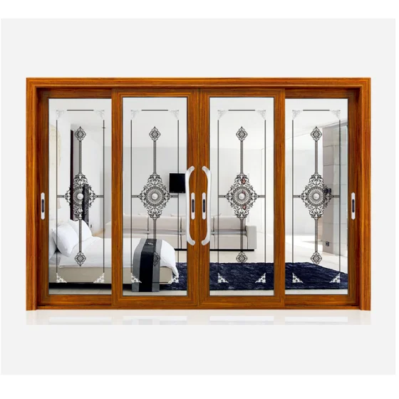 Exterior 4 panel patio doors aluminum silent sliding glass office doors