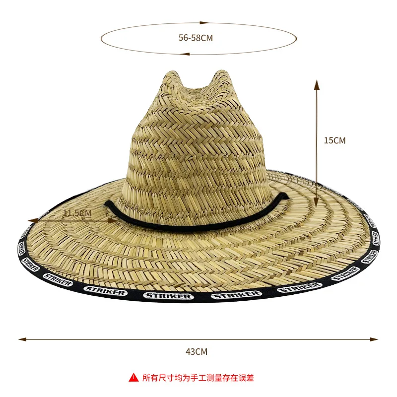 Custom Logo Unisex Sombreros De Paja Bulk Wholesale Straw Hats Man Usa Wide Brim Natural Hollow Grass Lifeguard Straw Hat Custom
