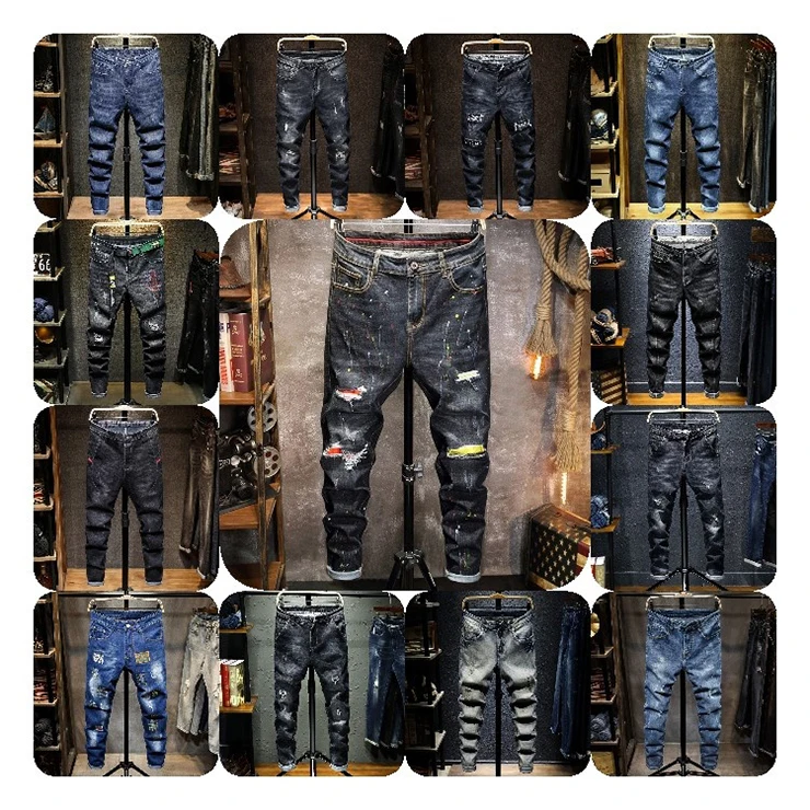With Skull Stretchy Jeans Trousers High Quality Mens Jeans Print Wholesale Fashion Original Hot Sale Denim for Men Vintage Woven