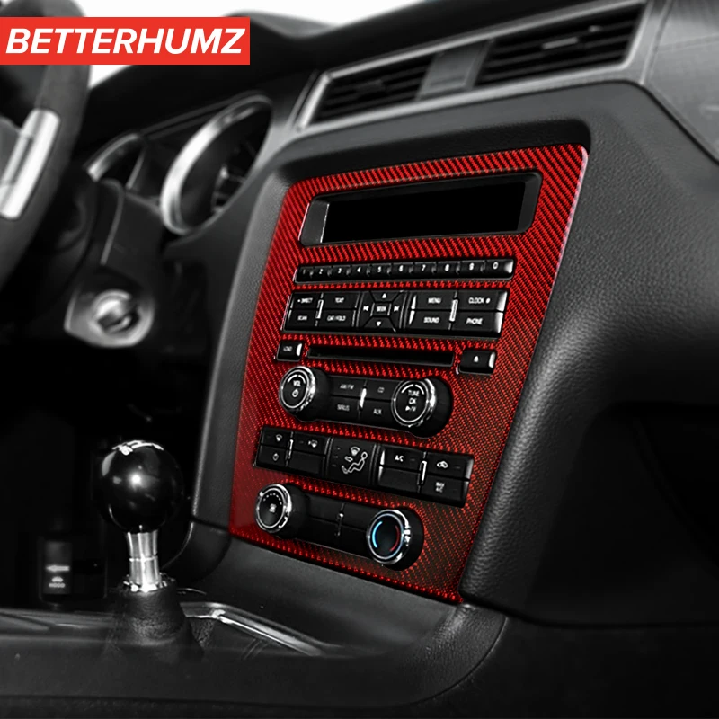 Украшение для кузова автомобиля Ford Mustang 2009-2013 наклейка из углеродного волокна Центральная панель управления компакт-диском автомобильные чехлы внутренние автозапчасти