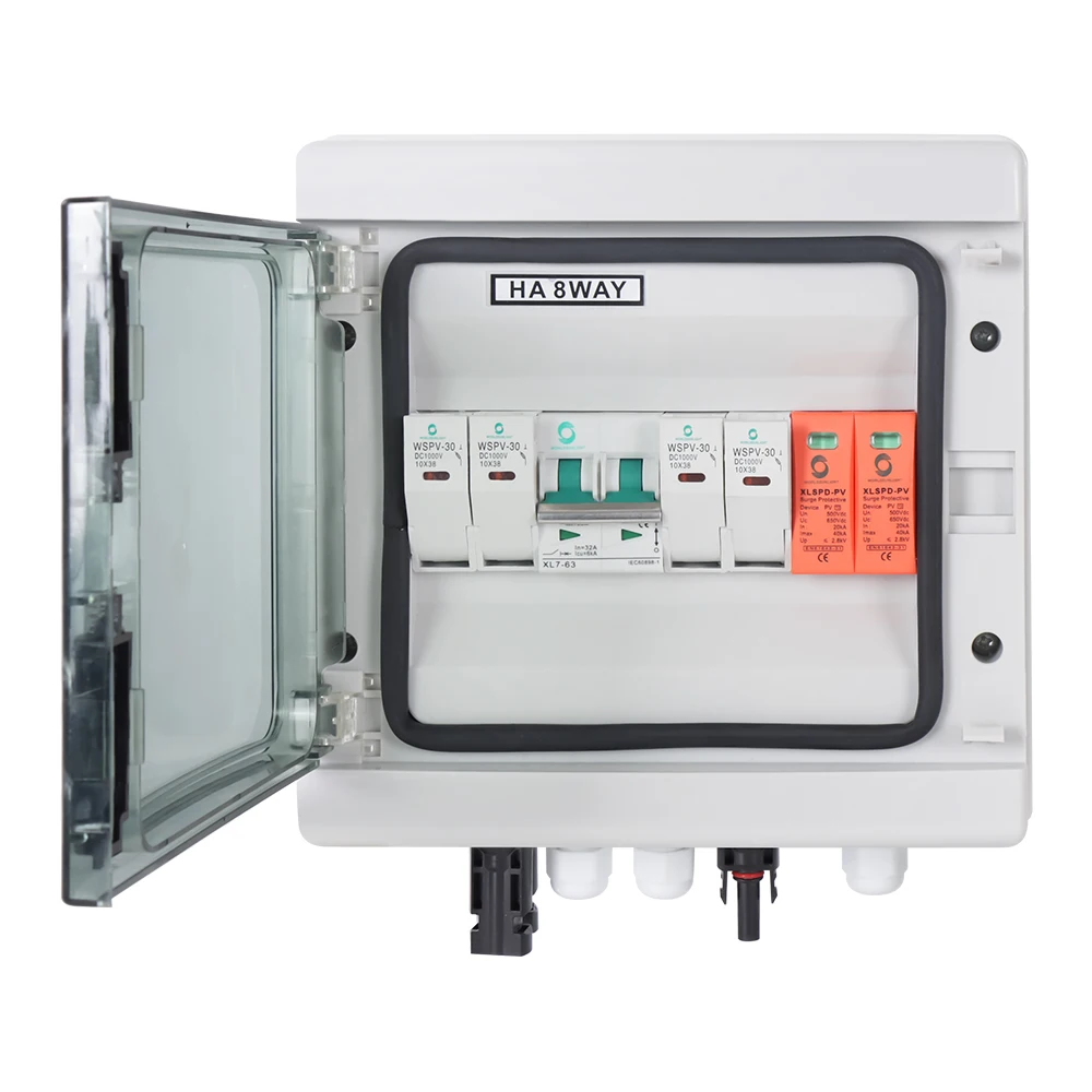 WSDB-PV2/1 Waterproof dustproof 2  in 1 out 2 string 500V DC solar pv array battery combiner box for solar panel energy system