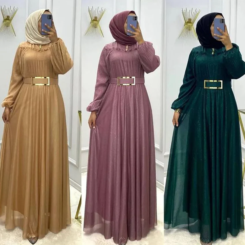 OEM Turkish Chiffon Robe Green Latest Designs Long Abaya Muslim Dress Women Kaftan Dubai From Islamic Clothing Ethnic Clothing