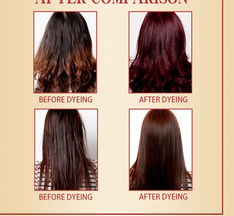 Multipurple Colors Long Lasting Wine Red Black Brown Argan Oil Hair Dye Shampoo for Female