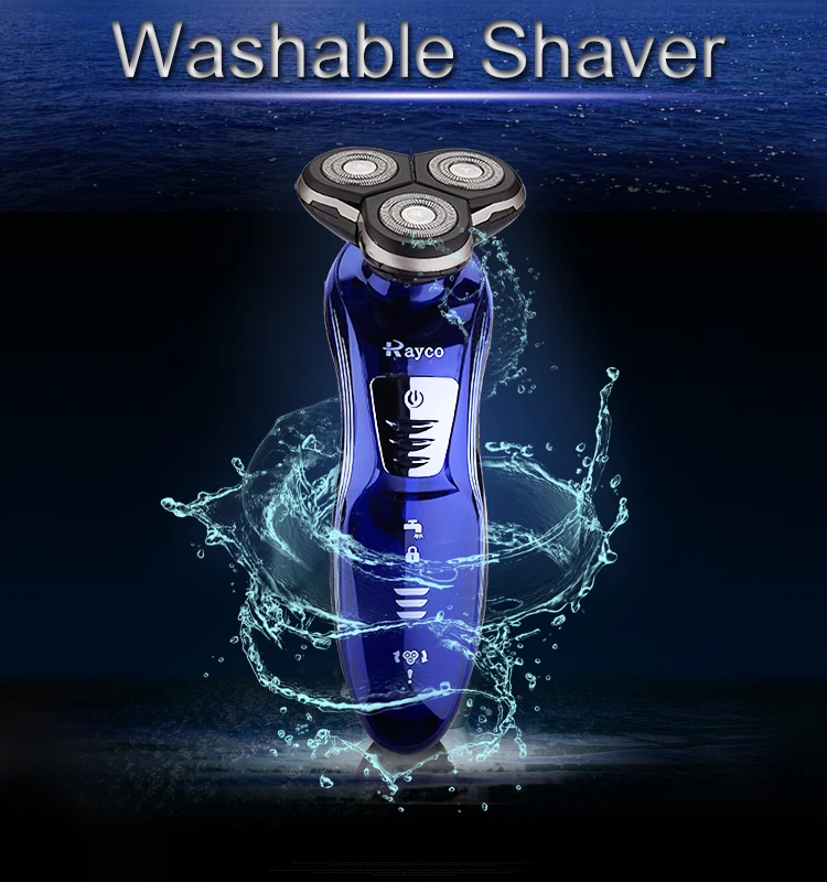 Профессиональная Мужская электрическая моющаяся перезаряжаемая бритва синего цвета