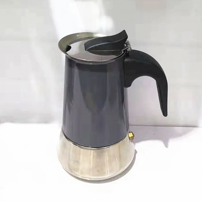 Hihg Quality Eco-friendly Custom Wooden Grain Stovetop Maker Cooker Espresso Moka Pot Coffee Maker