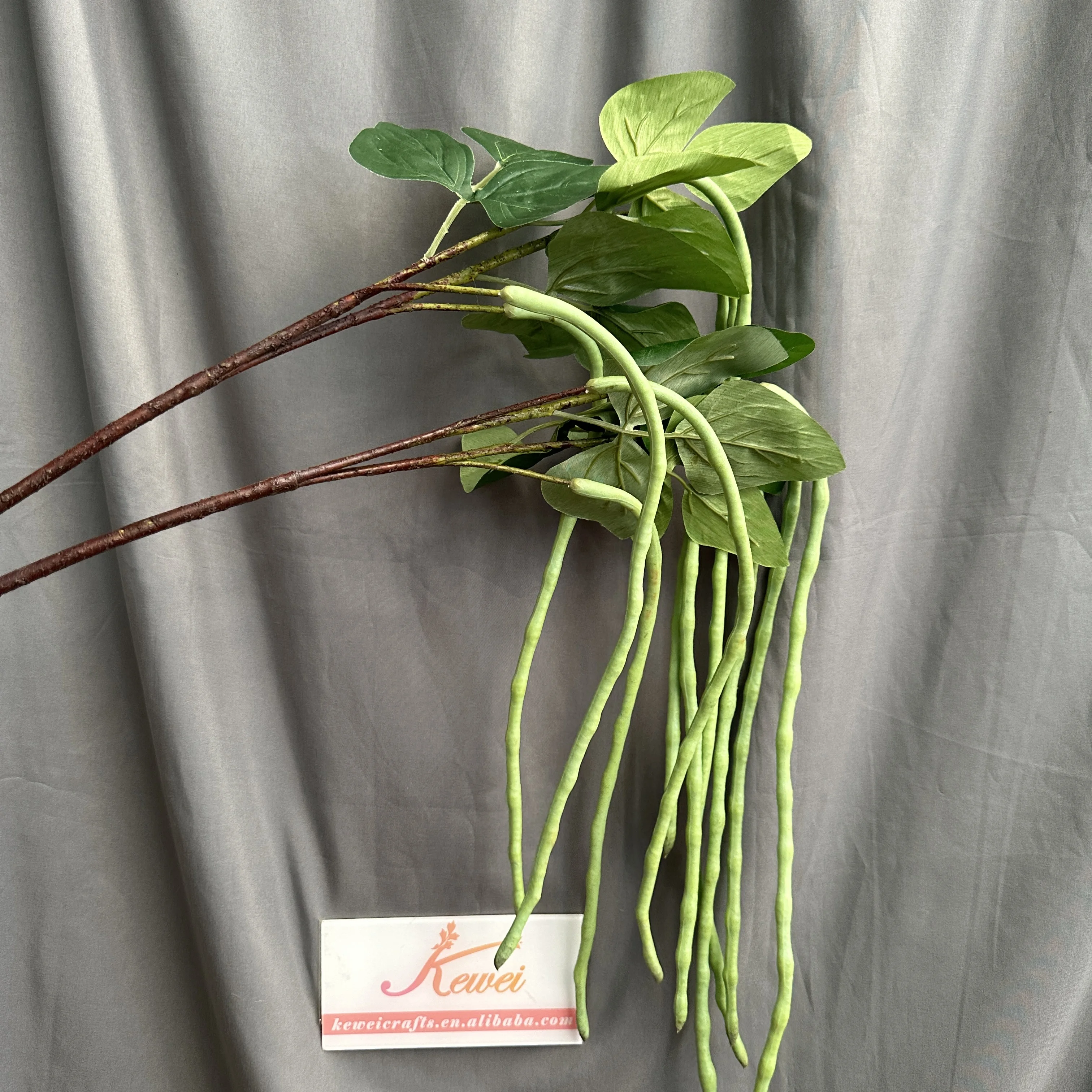 KEWEI T261 Popular Artificial Hanging Bean Vine Real Touch Single Long Green Plant Home Decoration