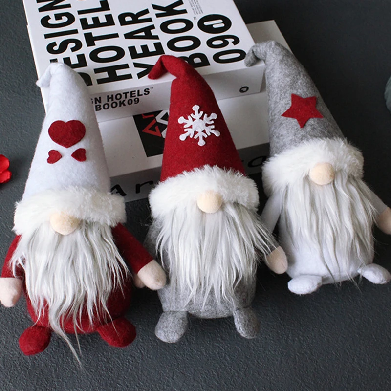 Christmas Decor Hat Faceless Doll Dwarf Santa Claus Plush Toys for Festival Ornaments Decoration Xmas Tree Hanging Accessories