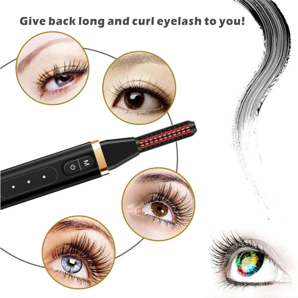 Heat Eyelash Curler With LED Indicator Light Private Label Beauty Tools Heated Mini Eyelash Curler