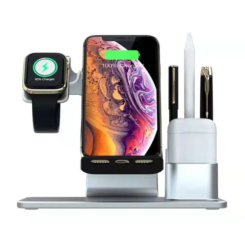 Unique 2020 Smart Watch Stand Wireless Charger N36 4 in 1Phone Charging Station with USB Port for watch earphones