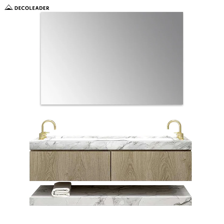 High Quality Modern Simple Bathroom Vanity Cabinet Wall Mounted with Double Washbasin