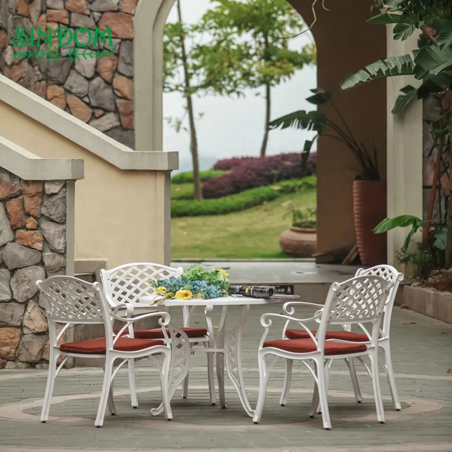 Cast Aluminum Frame Outdoor Garden Patio Furniture Set Dining Table and Chairs
