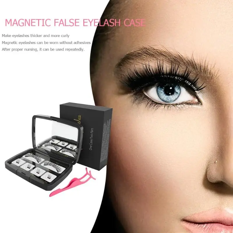 3D Makeup Magnetic Eyelashes Handmade Natural Long False Eyelash With Custom Logo Packaging Box Acrylic Magnet Lashes