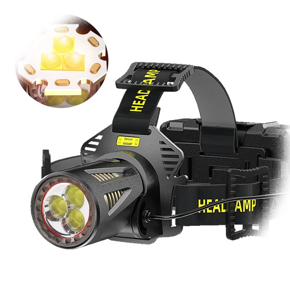 LIANGTE custom Sensor headlamp 30000 Lumens headlights Zoomable Powerful Head Torch 18650 battery for Outdoor Fishing Camping