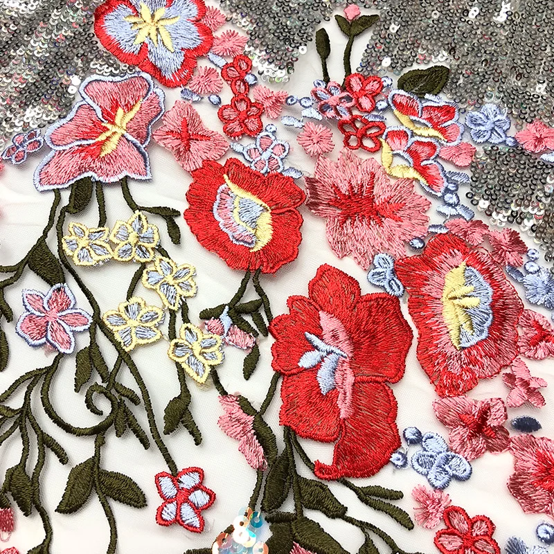 Factory wholesale 2021 new wear-resistant lace embroidery temperament cheongsam dress sequin fabric clothing material