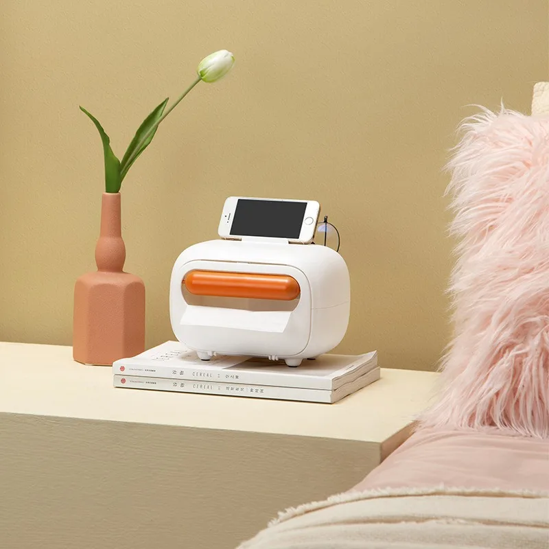 Luxury Plastic Desktop Tissue Box Sesame New Product Ideas TV Shape Phone Holder and Decorative Paper Towel Case