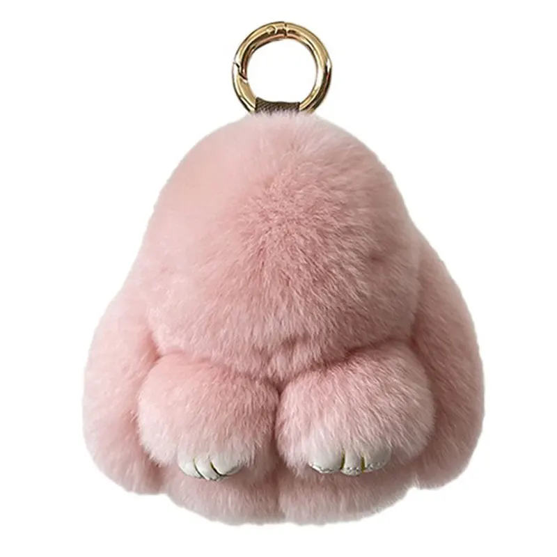 10Cm Cute Mini Rex Rabbit Fur Stuffed Rabbit Doll Bunny Car Pendant Plush Keychain