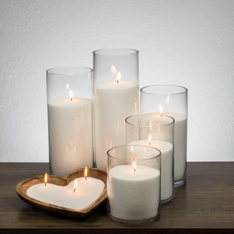 Wholesale Candle Container Custom Modern Nordic Home Hotel Decorative Clear Tall Wedding Glass Cylinder Vase