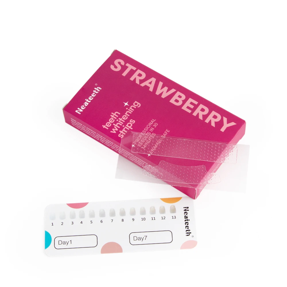 High Viscosity PAP Teeth Whitening Strips Strawberry Flavoured Tooth Bleaching Dry Strips 21 Packs