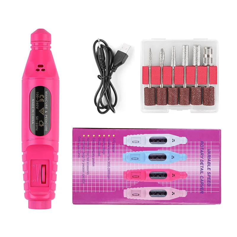  Personal Care Nail Suppliers Electric Drill File Machine Manicure Pen 6 Bits Equipment And