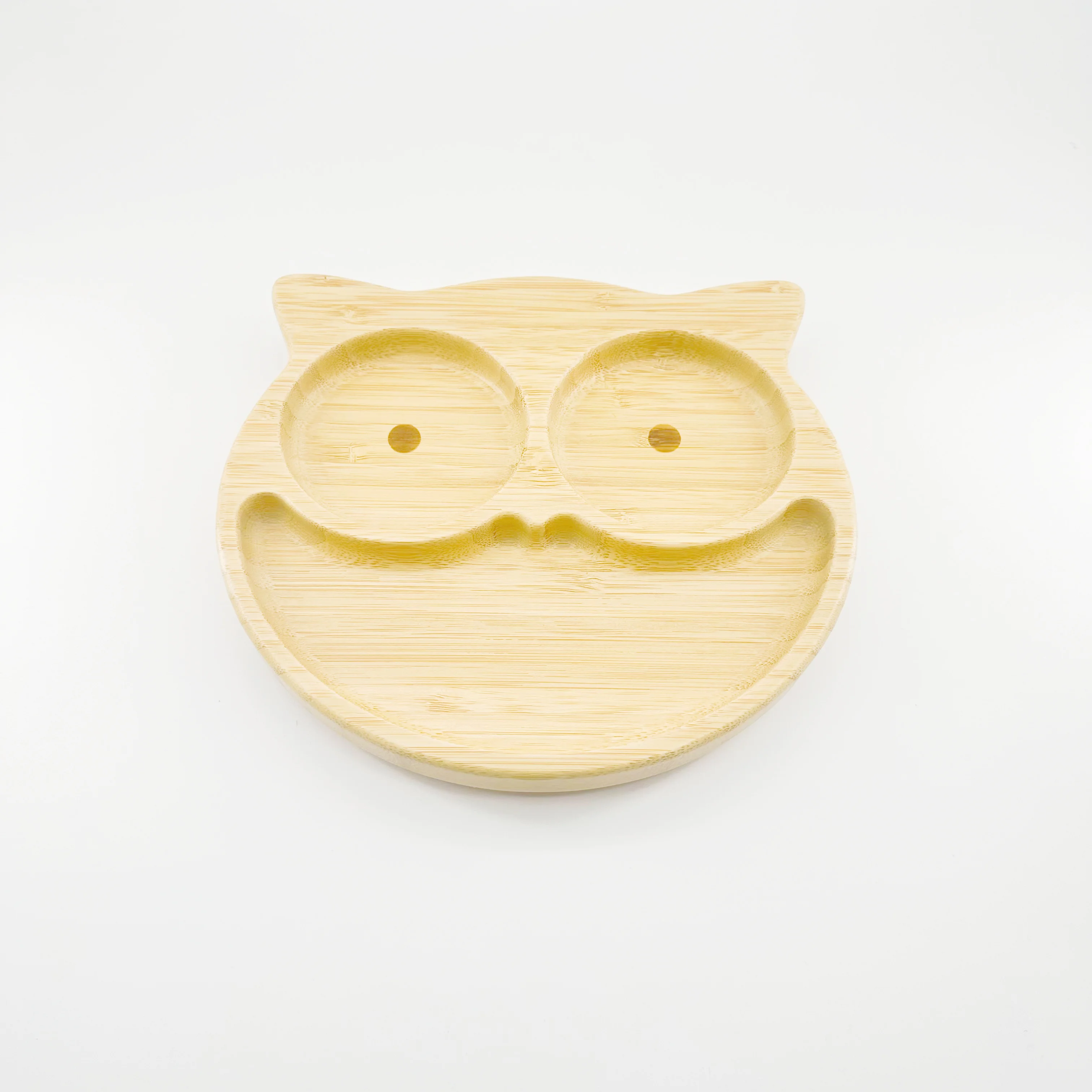 Fast Delivery Baby Bamboo Dinner Plate Bamboo Fiber Lunch Plate Cute Owl Shaped Bamboo Plate with Silicone Suction Cup