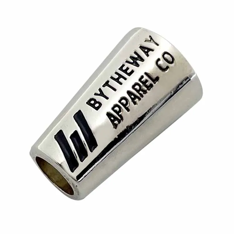 Oem zinc brand making logo metal bead draw cord stopper for sportswear
