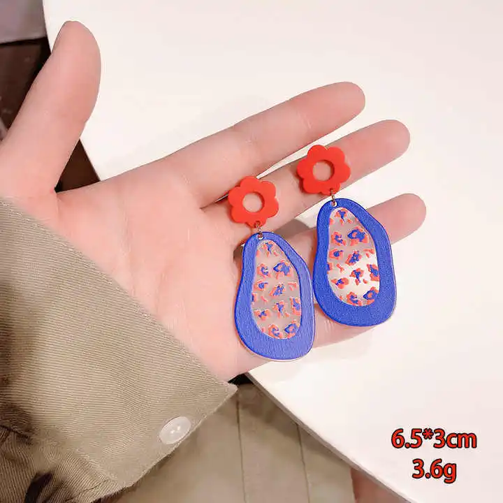 Fashion Trendy Jewelry 2023 Diy Graffiti Flower Resin Acrylic Dangle Polymer Clay Designer Earrings