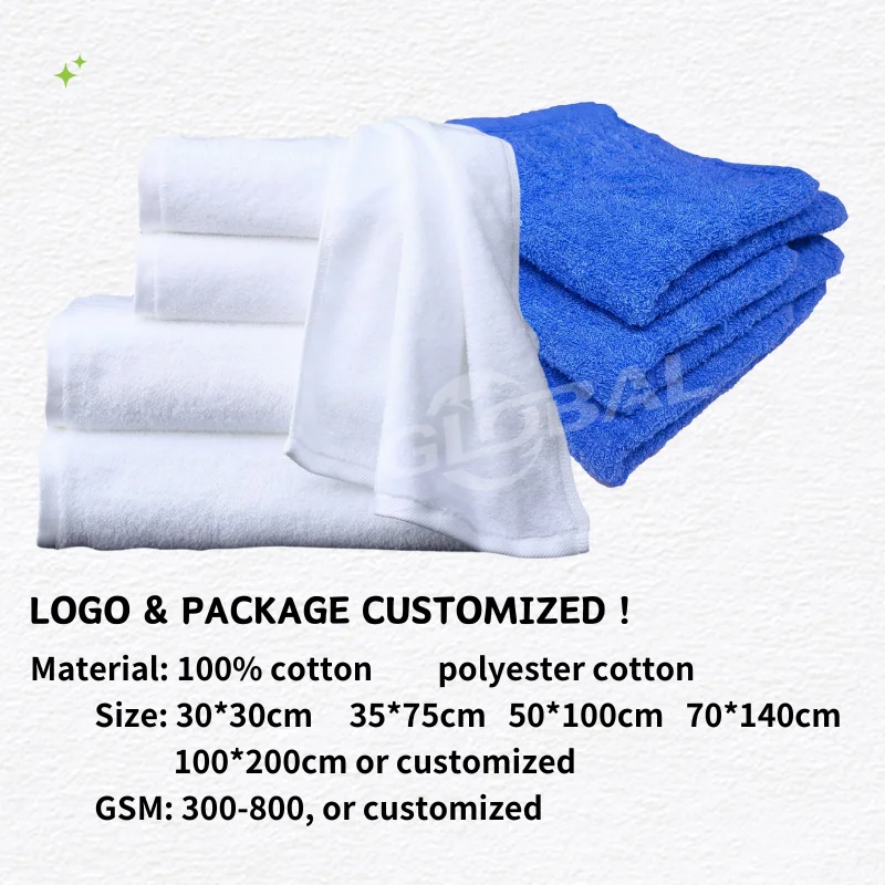 Custom Classical plain Commercial Bath Towel Set White 100% Cotton Terry Towel Towel for beach gym spa gift box