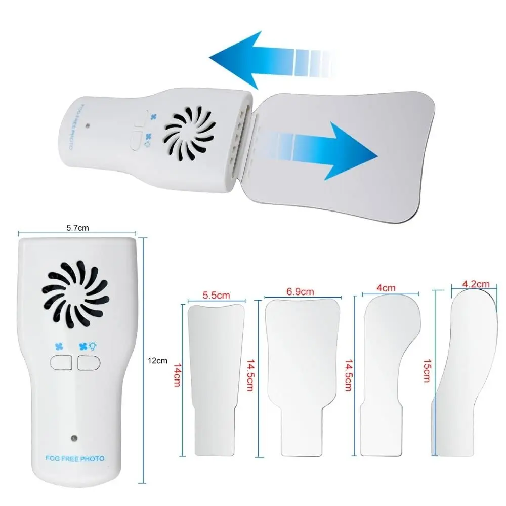 Electric Dental Mouth Mirror Photography Mirrors Automatic Defogging LED Photographic Reflector with 4 Interchangeable Mirrors