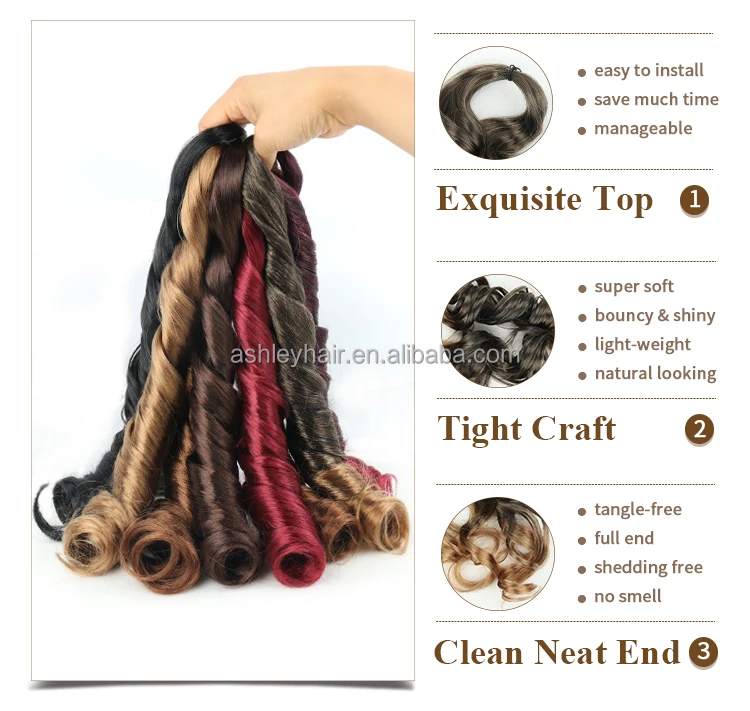 Julianna Wholesale Synthetic Crochet Braid Hair Extension Pony Style Wavy Loose Spiral Curl Body Wave French Curly Braiding Hair