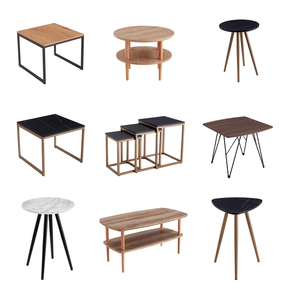 Деревянная мебель от производителя Прямая поставка современный дизайн Mdf деревянный мраморный металлический журнальный столик