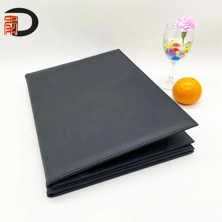Custom PU Leather A5 A4 Menu Covers Holders Restaurant Hotel Bill Folder For Protection
