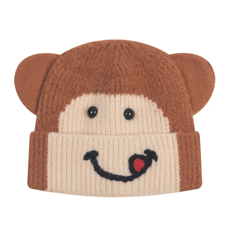 cute winter child beanie hat two tone jacquard animal kids children beanie with ear