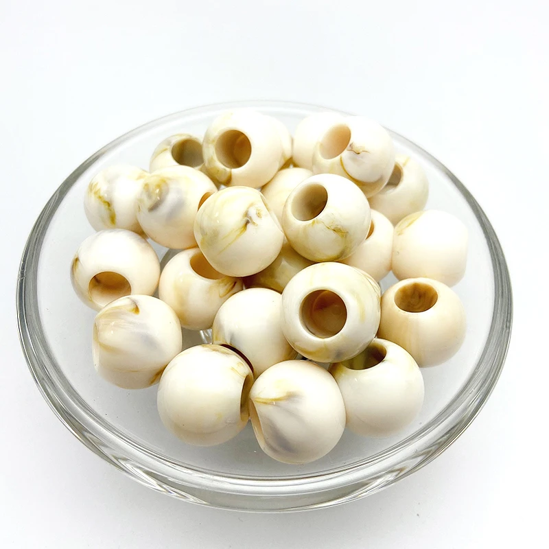 Wholesale Plastic Shell Color Beads Acrylic Big Large Hole Round Beads For Jewelry Making Diy Shoes Bags Clothes Decoration
