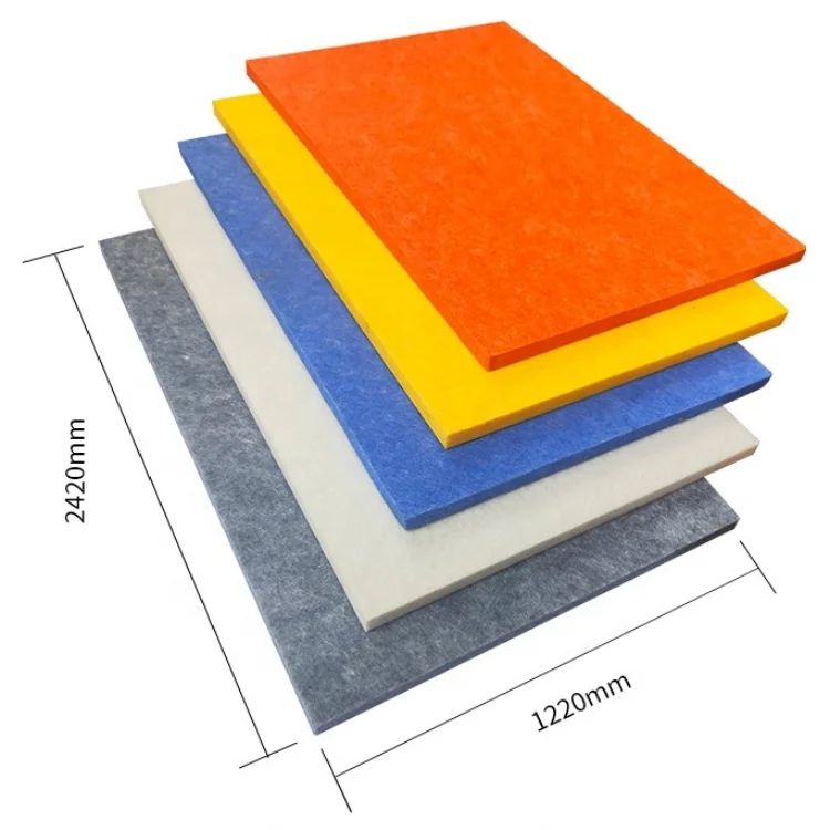 2420x1220mm High Density Sound Absorption PET Felt Acoustic Panel 9mm Polyester Fiber Acoustic Panel for Walls Noise Insulation