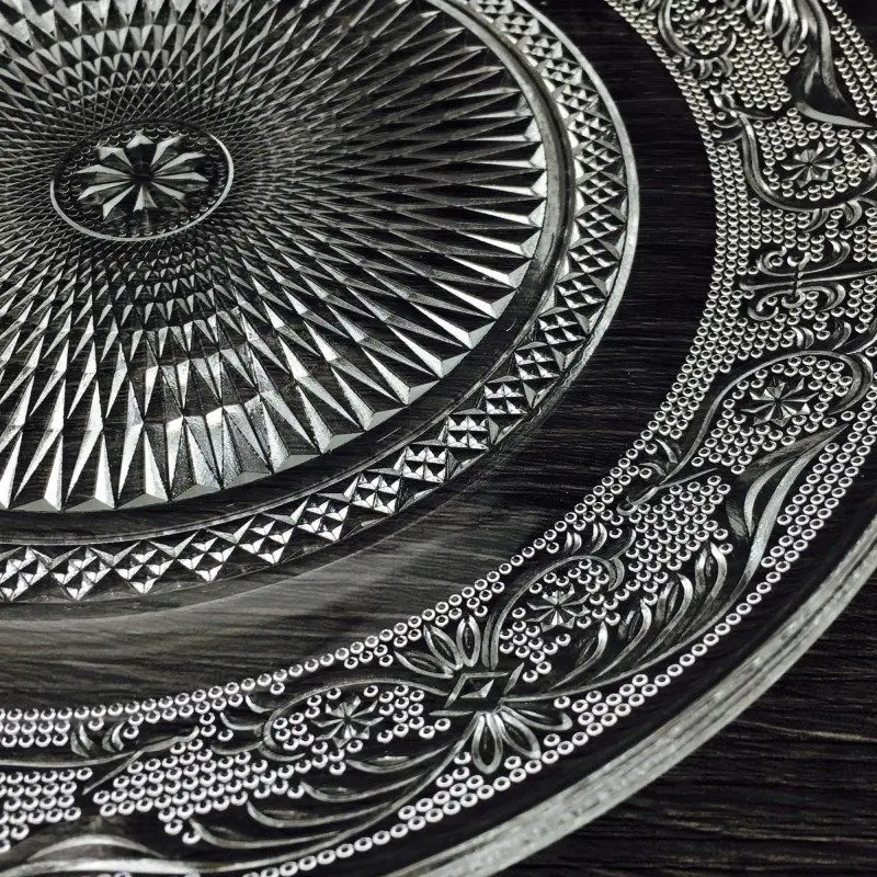 Glass tableware household transparent tempered creative bar fruit round European glass tray