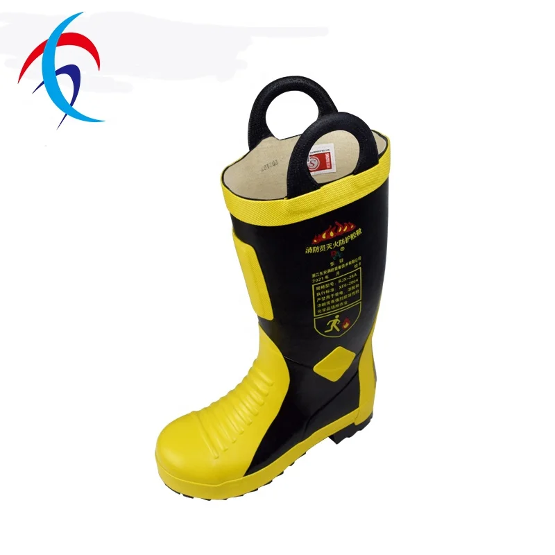 Hot Sale Steel Toe Steel Mid Sole Vulcanized Rubber EN Fire Safety Firefighter Boot for Fire Rescue