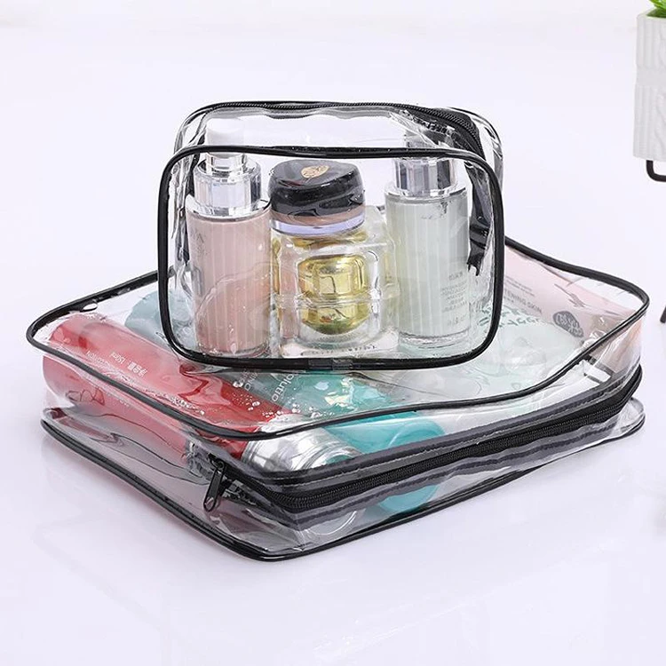 Custom logo waterproof toiletry bags make up bag transparent clear pvc cosmetic makeup pouch bag with zipper