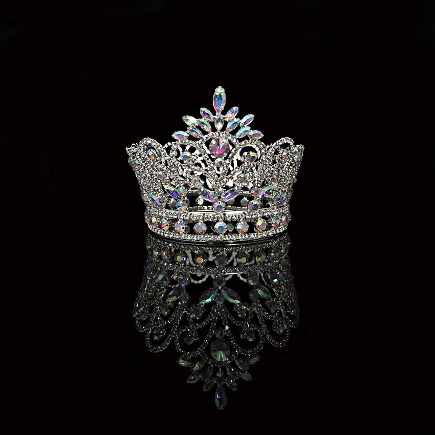 Adult Custom Crystal Full Round Crown Beauty Tiara