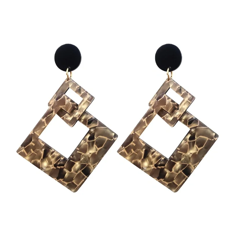 European and American exaggerated fashion all-match acrylic earrings simple geometric pattern long wholesale earrings