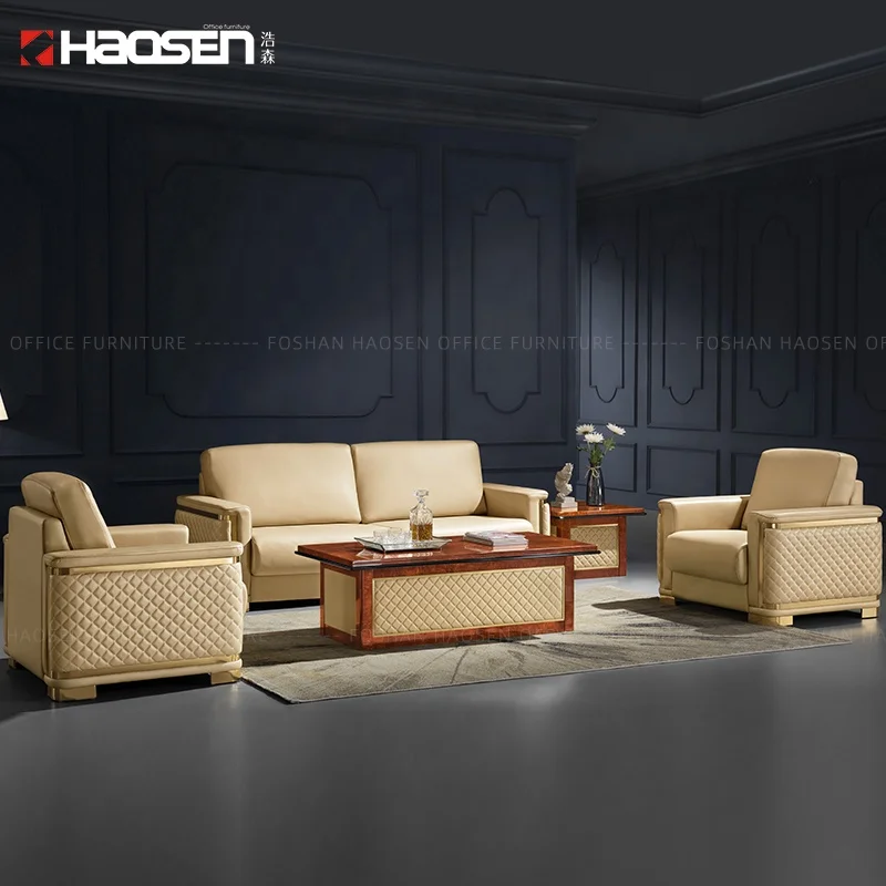 HAOSEN s039 european style Boss office and Living Room modern leather sofa furniture factory sectional sofa wholesale