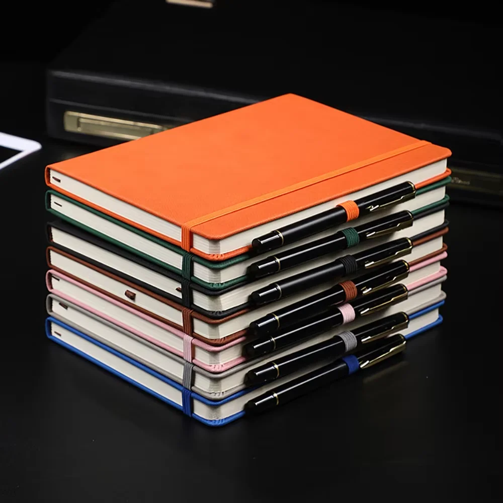 2025 manufacture books OEM Custom hardcover A5 with pen PU leather journal school notebook suppliers