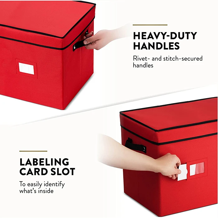 Christmas Ornaments Ball Storage Box Removable Trays Fit up 64 Ball Foldable Christmas Storage Box