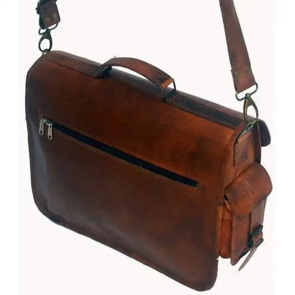 Brown Vintage Leather Briefcase Bag Vintage Shoulder Computer Handbag Messenger Bag Genuine Leather Briefcase Brown Customizable