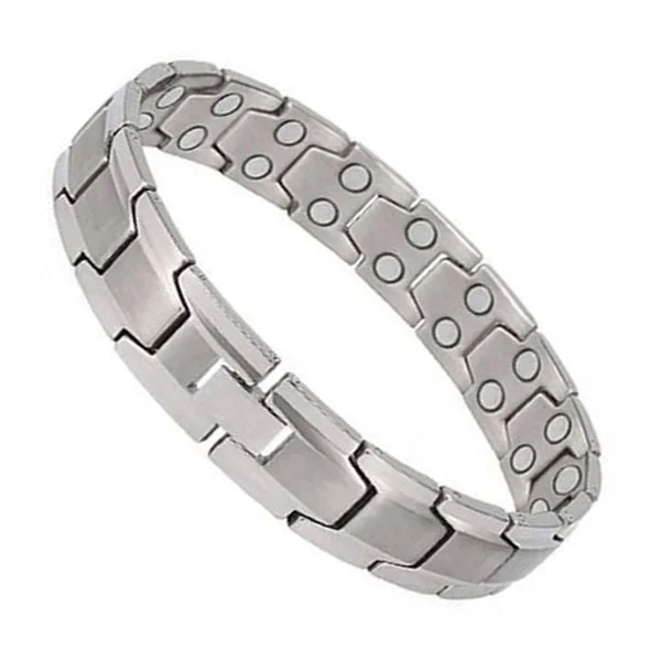 Top Supplier Fashion Magnetic Bracelet Custom Health Silver Color Men Magnetic Therapy Titanium Bracelets