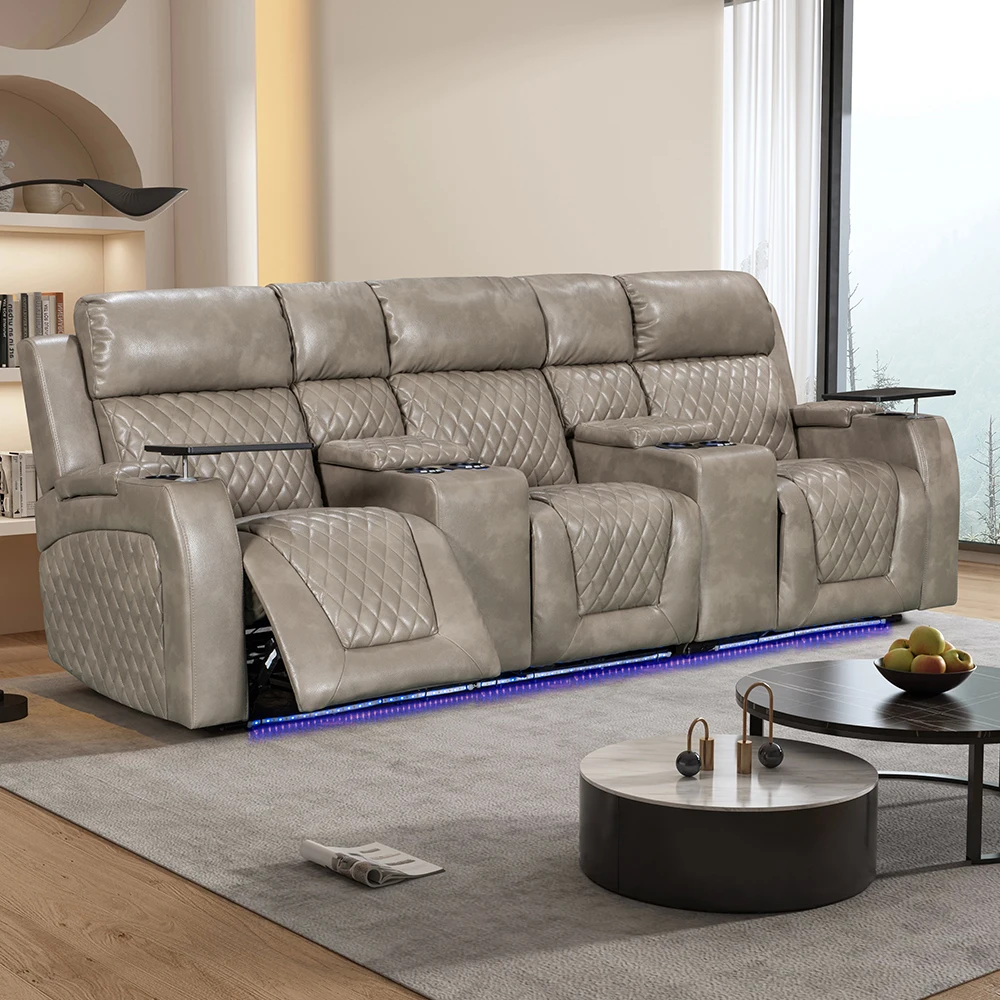 CY VIP Cinema Chair LED Light Living Room Furniture Electric Home Theater Systems Leather Recliner Sofa