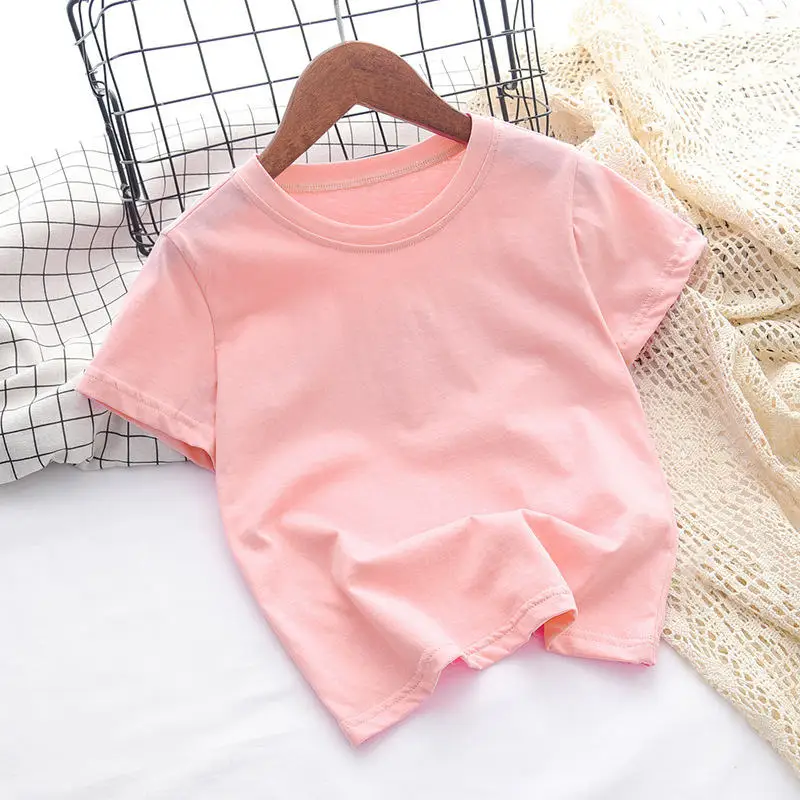 High Quality 100% Cotton T-shirt Wholesale Plain Color T Shirt for Kids Boys and Girl