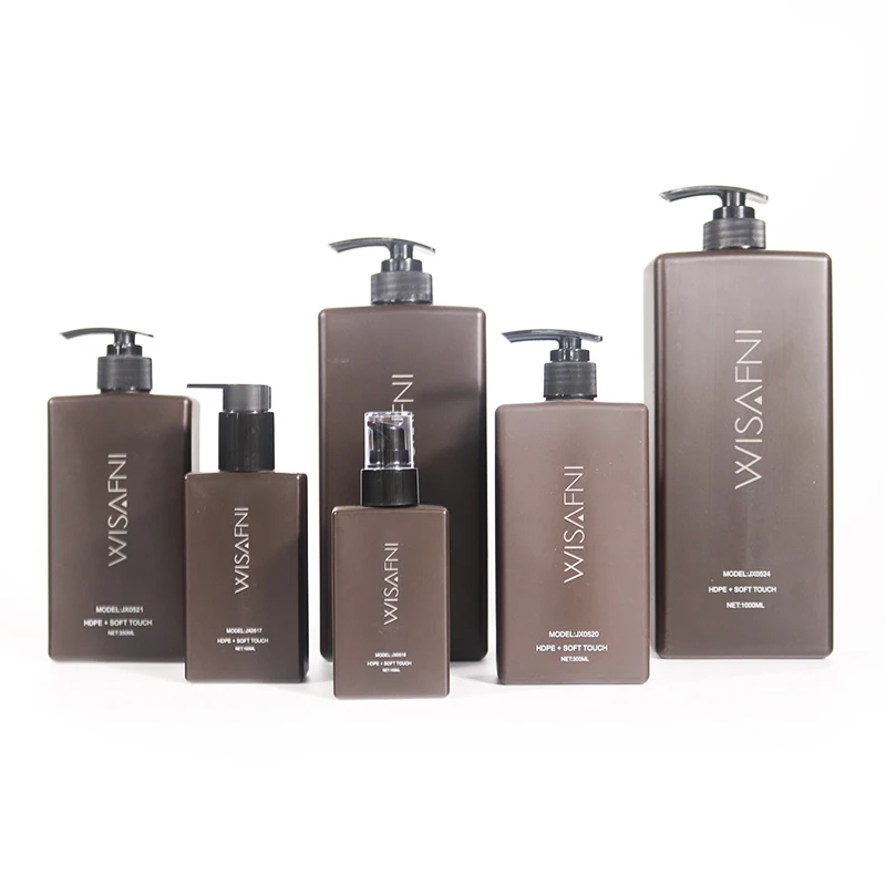 Custom 100ml 150ml 250ml 300ml 480m Square HDPE Skincare Cosmetic Packaging Containers Plastic Shampoo Bottles with Lotion Pump